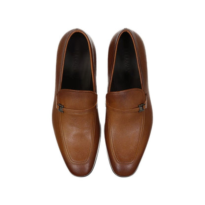 Brown Leather Slip-On Loafers