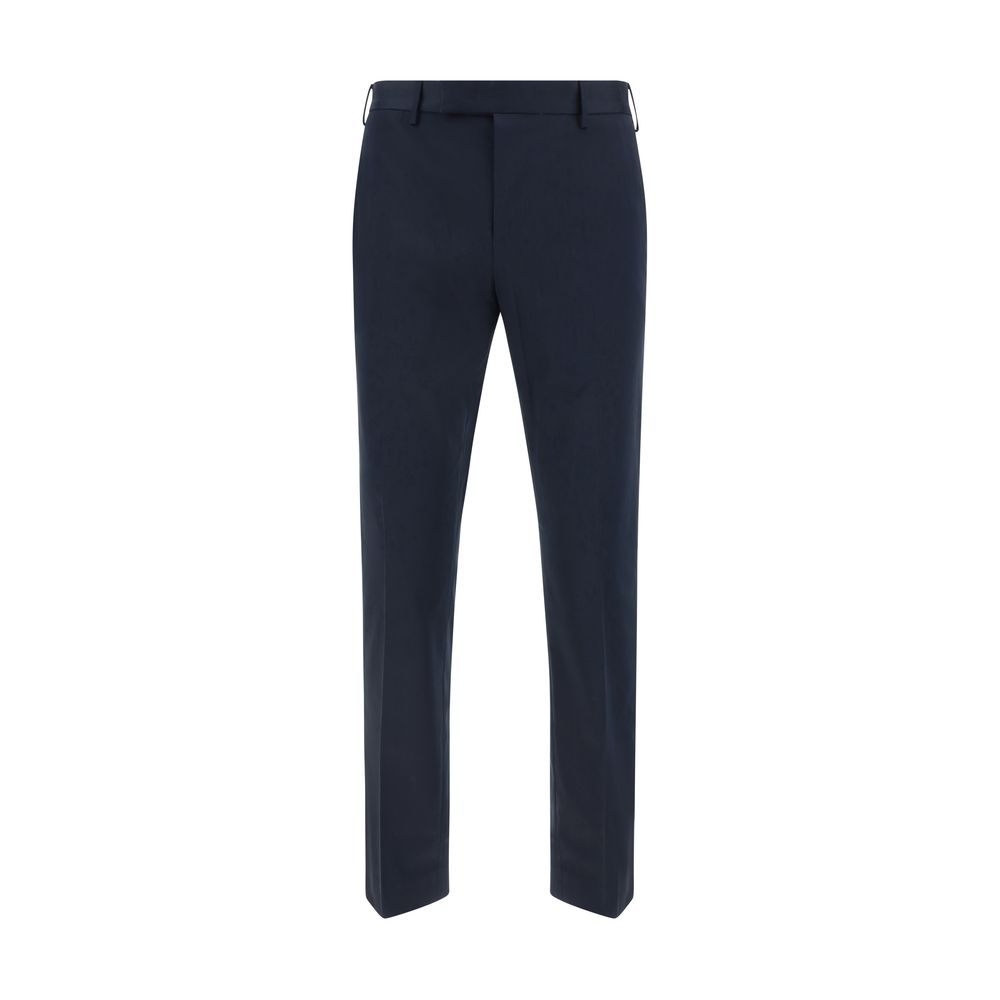 Blue Cotton Casual Pants