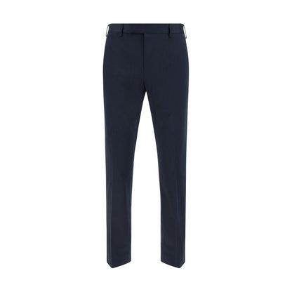 Blue Cotton Casual Pants