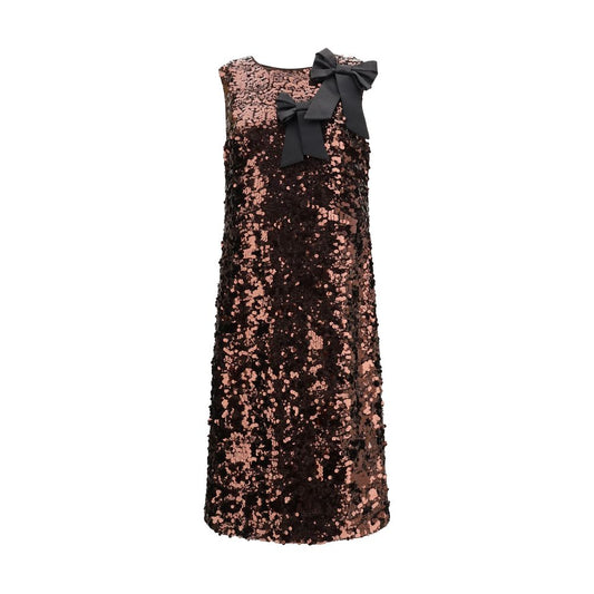 Brown Recycled Polyester Cocktail Dress