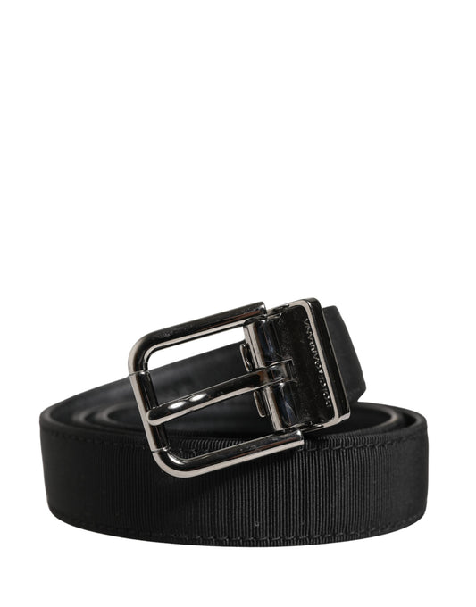 Men Black Viscose Leather Metal Buckle Belt