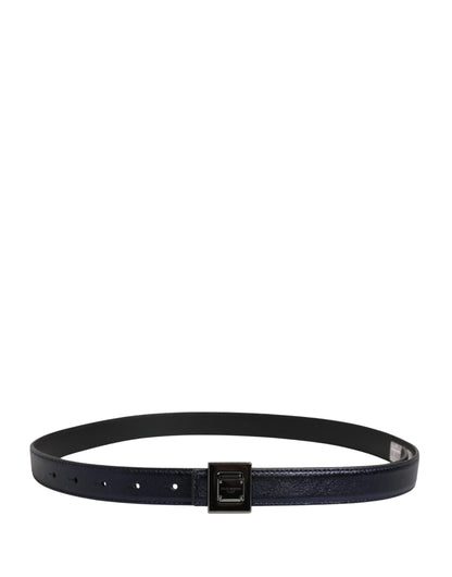 Men Black Classic Leather Square Buckle Belt