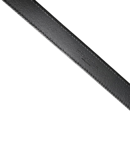 Men Black Classic Leather Square Buckle Belt