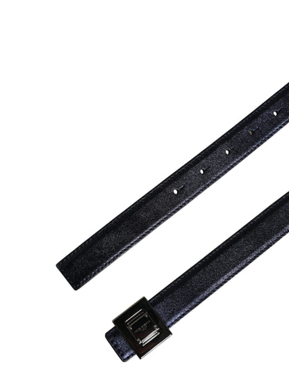 Men Black Classic Leather Square Buckle Belt
