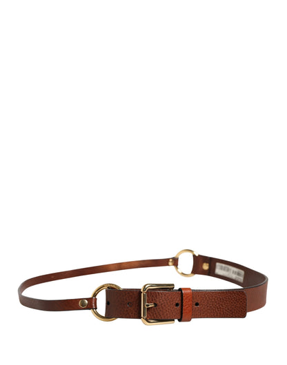 Men Brown Classic Leather Metal Buckle Belt