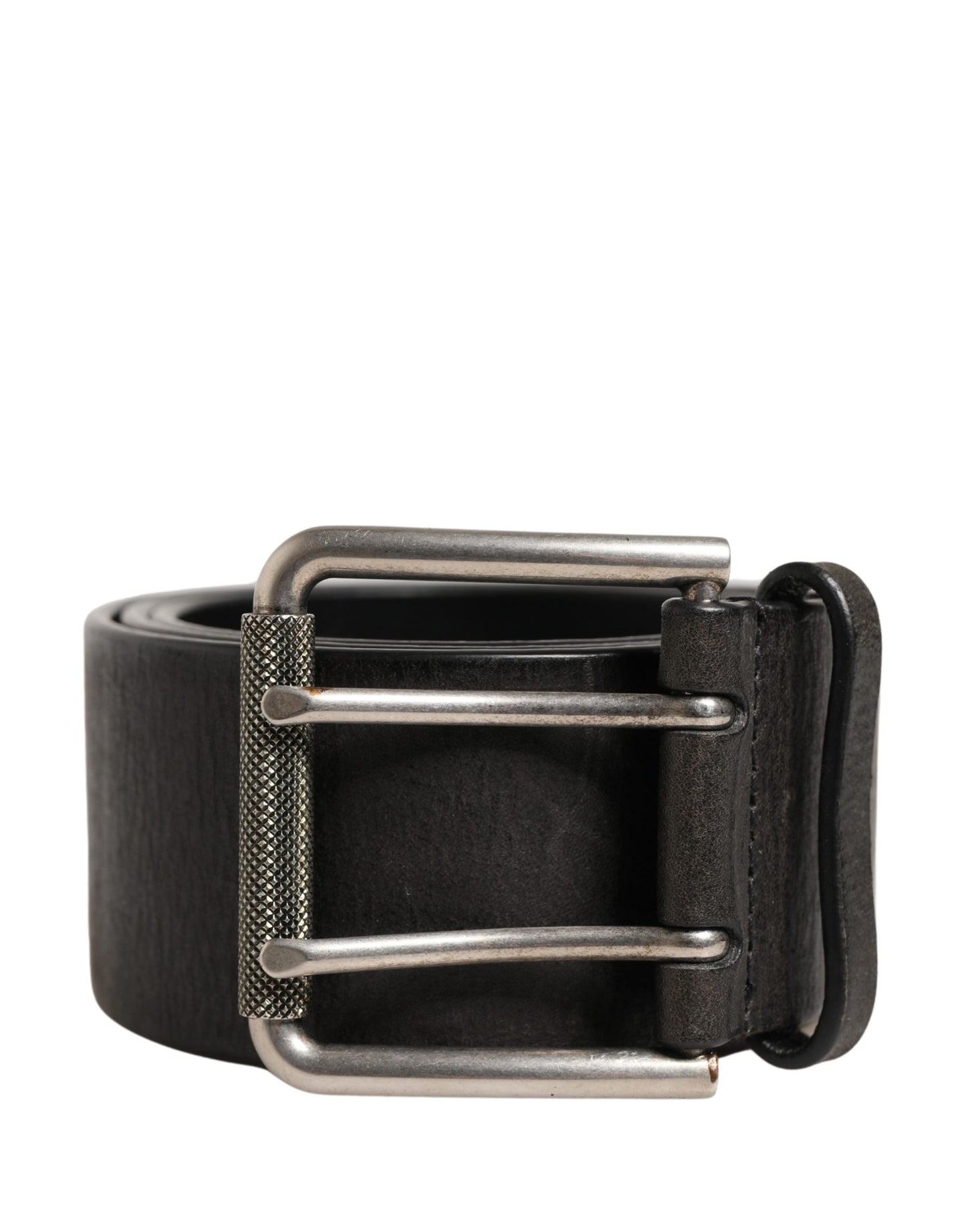Men Black Classic Leather Metal Buckle Belt