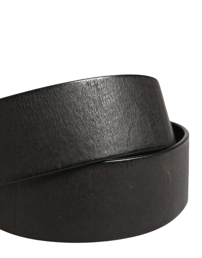 Men Black Classic Leather Metal Buckle Belt