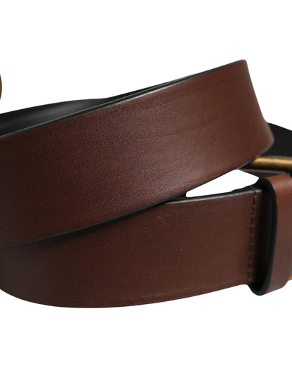 Men Brown Classic Leather Metal Buckle Belt