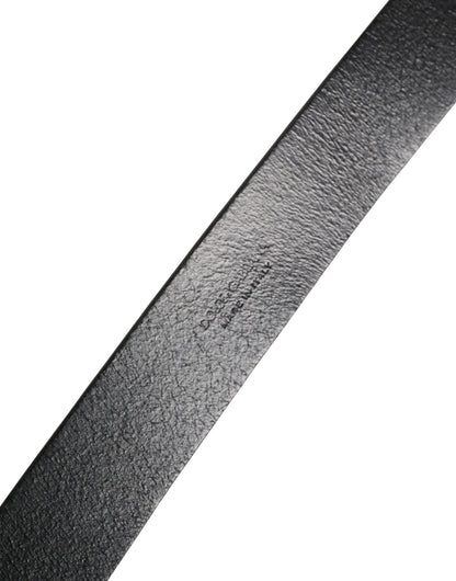 Black Calf Leather Silver Metal Buckle Belt