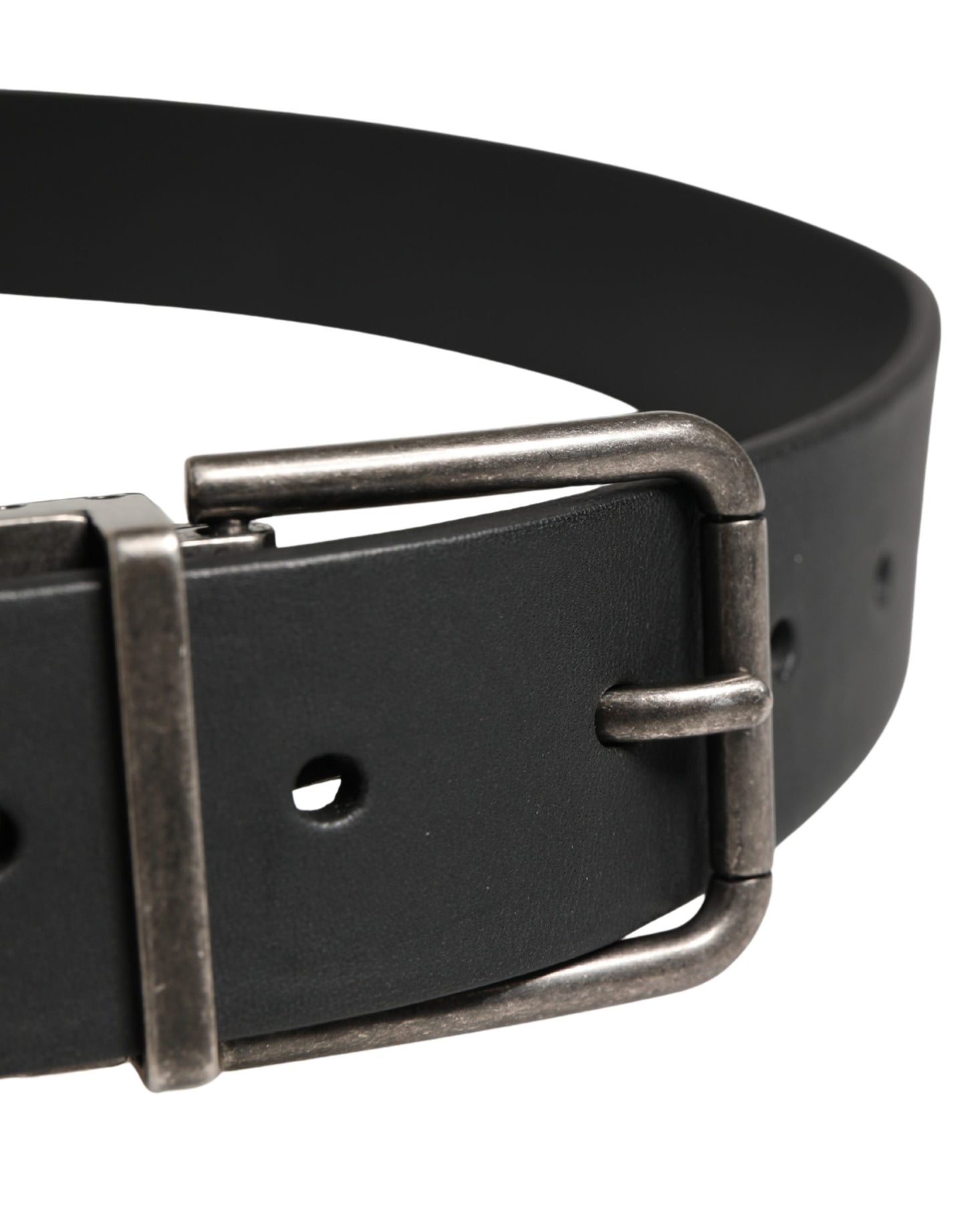 Men Black Classic Leather Metal Buckle Belt