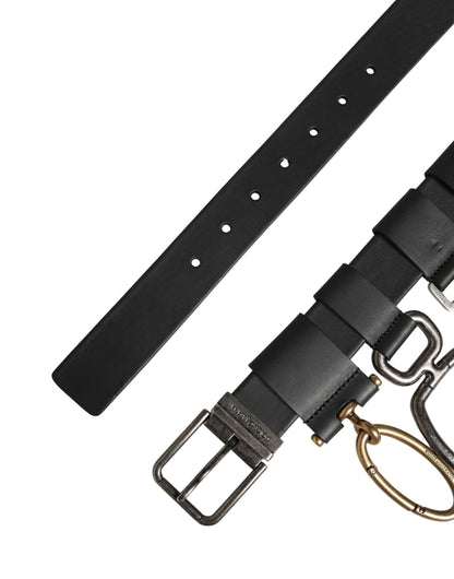 Men Black Classic Leather Metal Buckle Belt