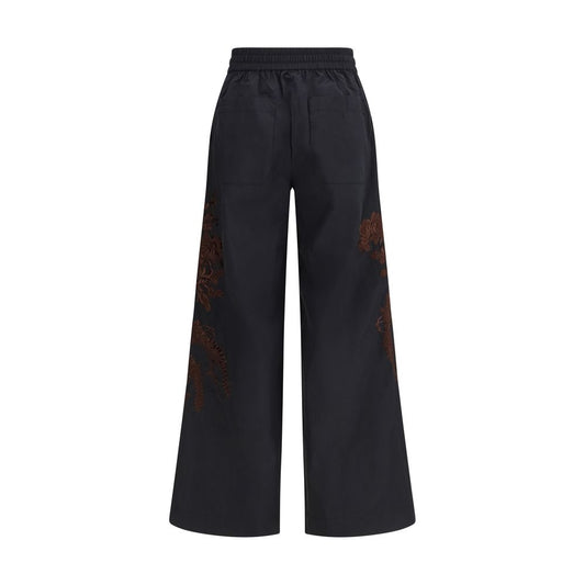 Black Cotton Casual Pants
