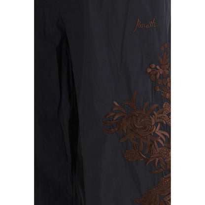 Black Cotton Casual Pants