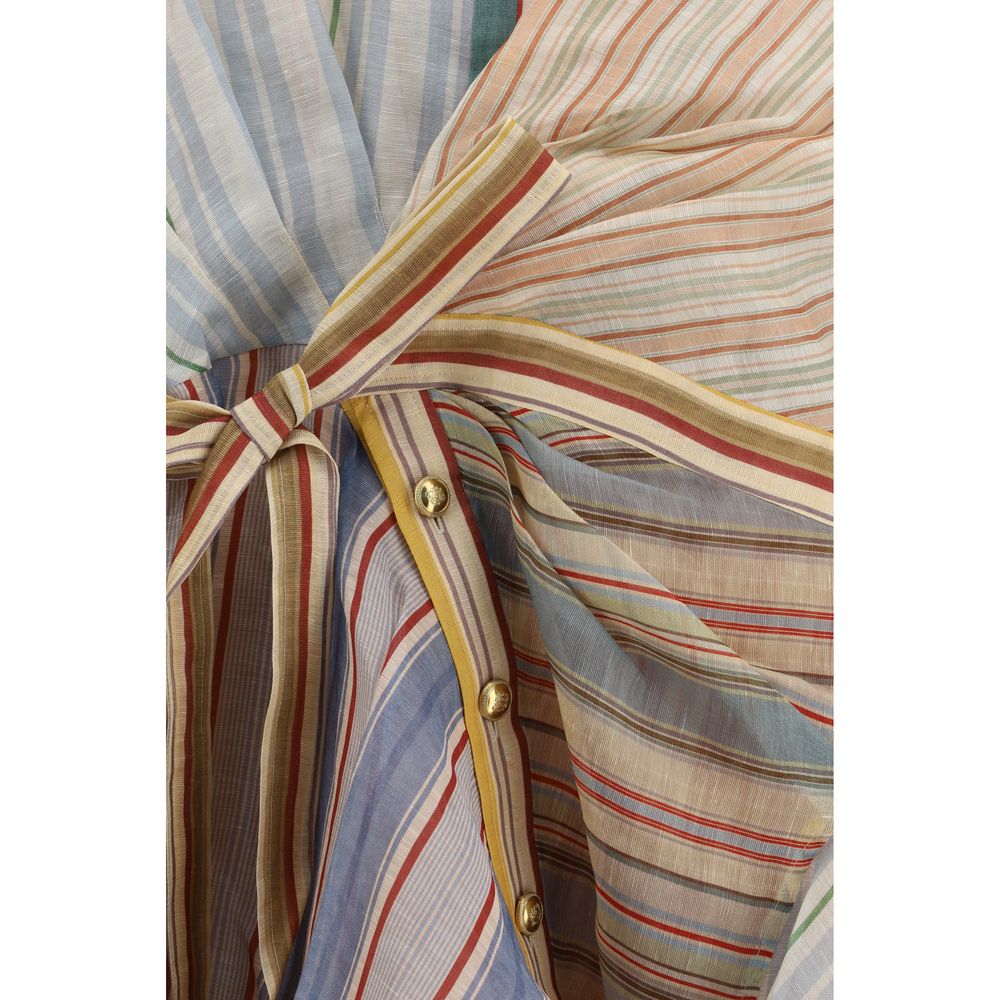 Multicolor Linen Casual Dress