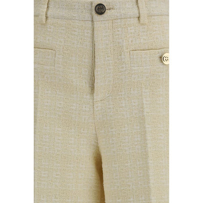 Beige Cotton Casual Pants