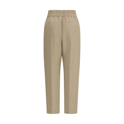 Beige Viscose Casual Pants