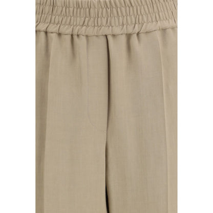 Beige Viscose Casual Pants