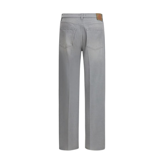 Gray Cotton Straight-Leg Jeans