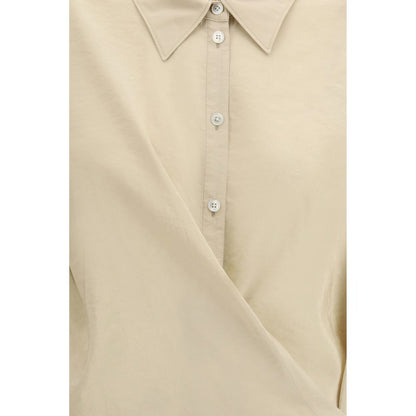 Beige Silk Dress Shirt