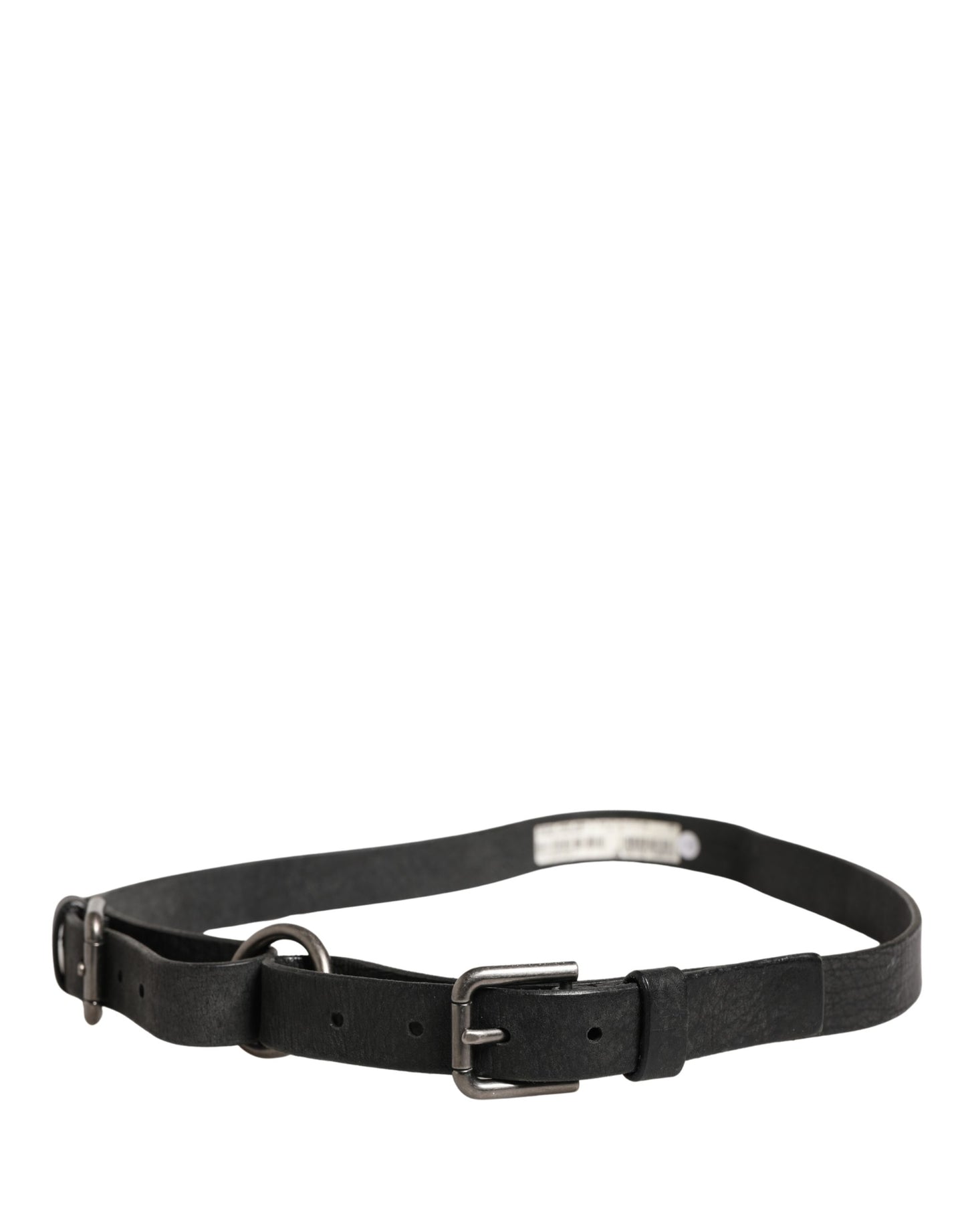 Men Black Calfskin Leather Metal Buckle Belt