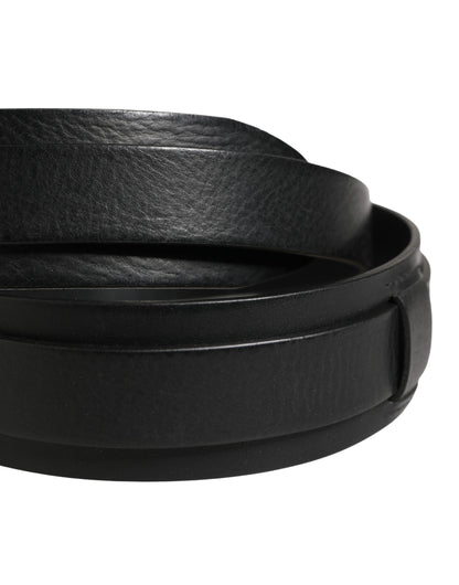 Men Black Classic Leather Metal Buckle Belt