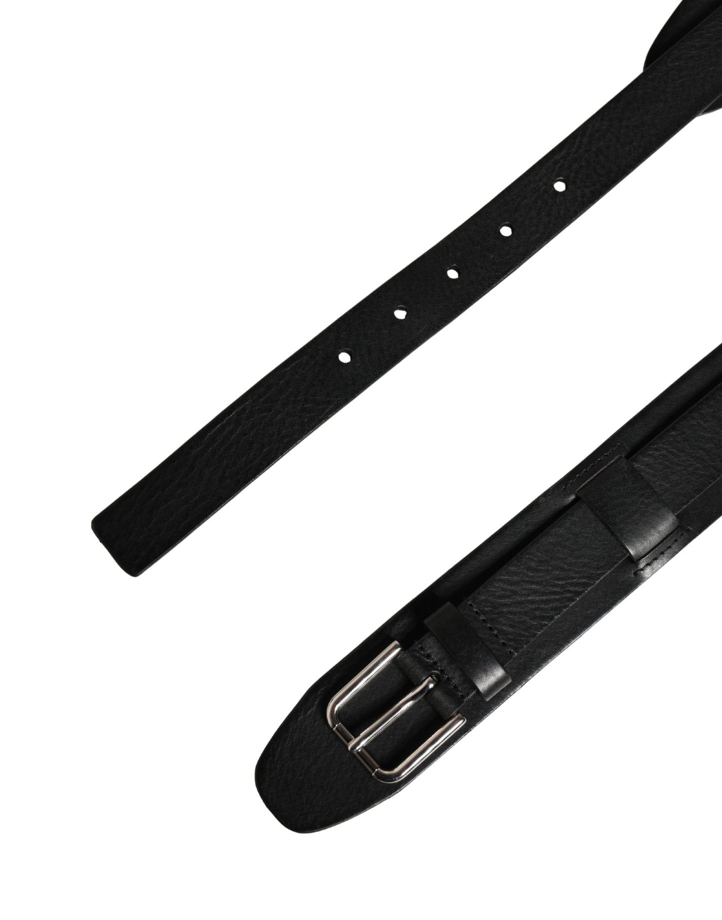 Men Black Classic Leather Metal Buckle Belt