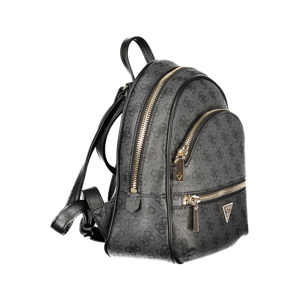 Black Polyurethane Women Backpack