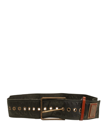 Men Black Wide Leather DG Metal Buckle Belt