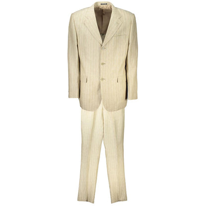 Beige Polyester Mens Suit Jacket