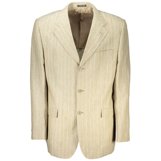 Beige Polyester Mens Suit Jacket