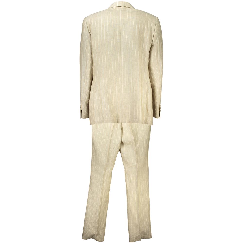 Beige Polyester Mens Suit Jacket