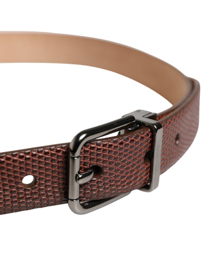 Men Brown Goatskin Leather Metal Buckle Belt