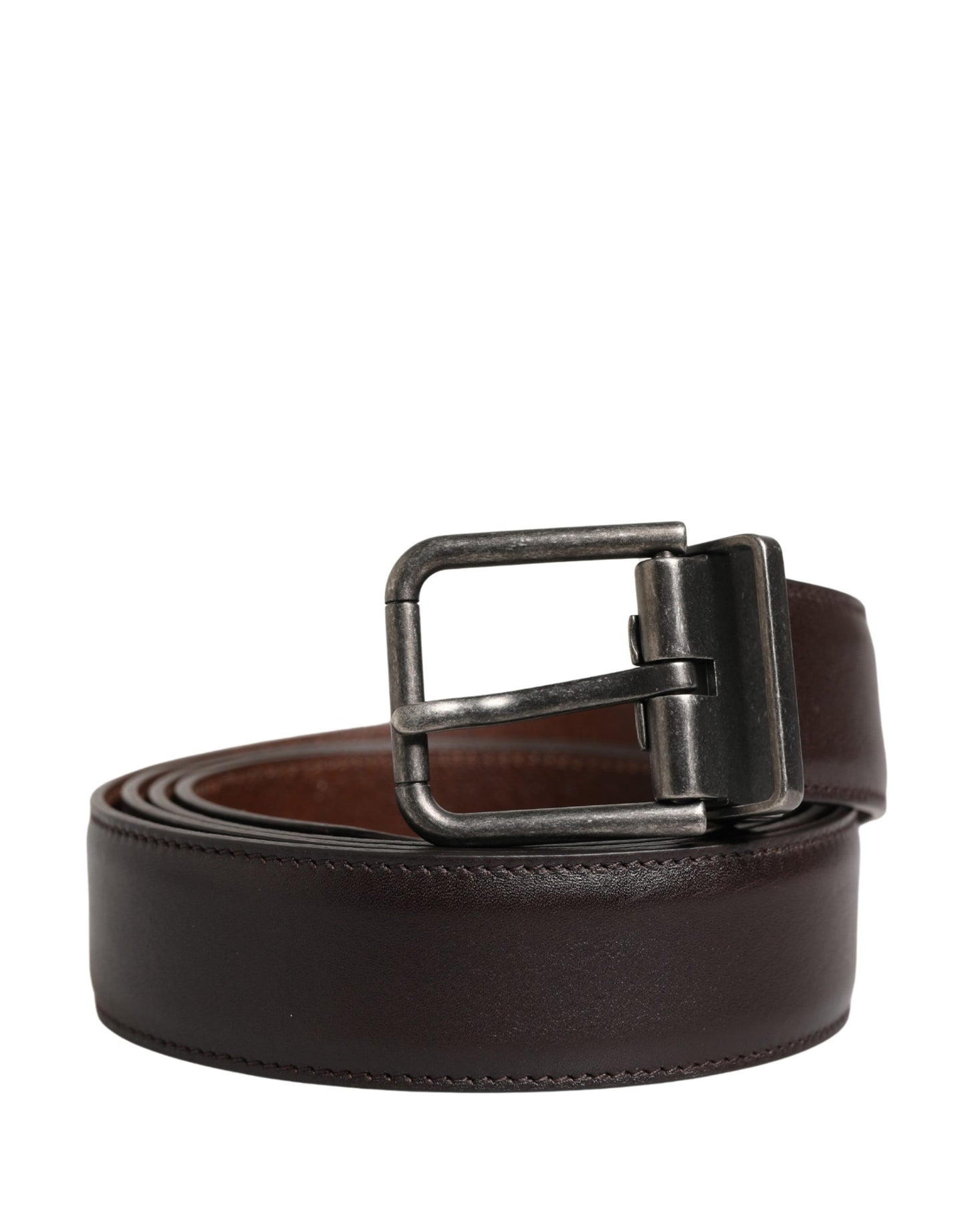 Men Brown Classic Leather Metal Buckle Belt