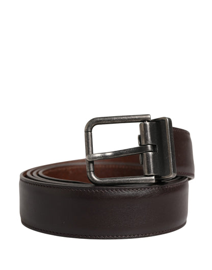 Men Brown Classic Leather Metal Buckle Belt