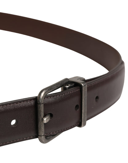 Men Brown Classic Leather Metal Buckle Belt