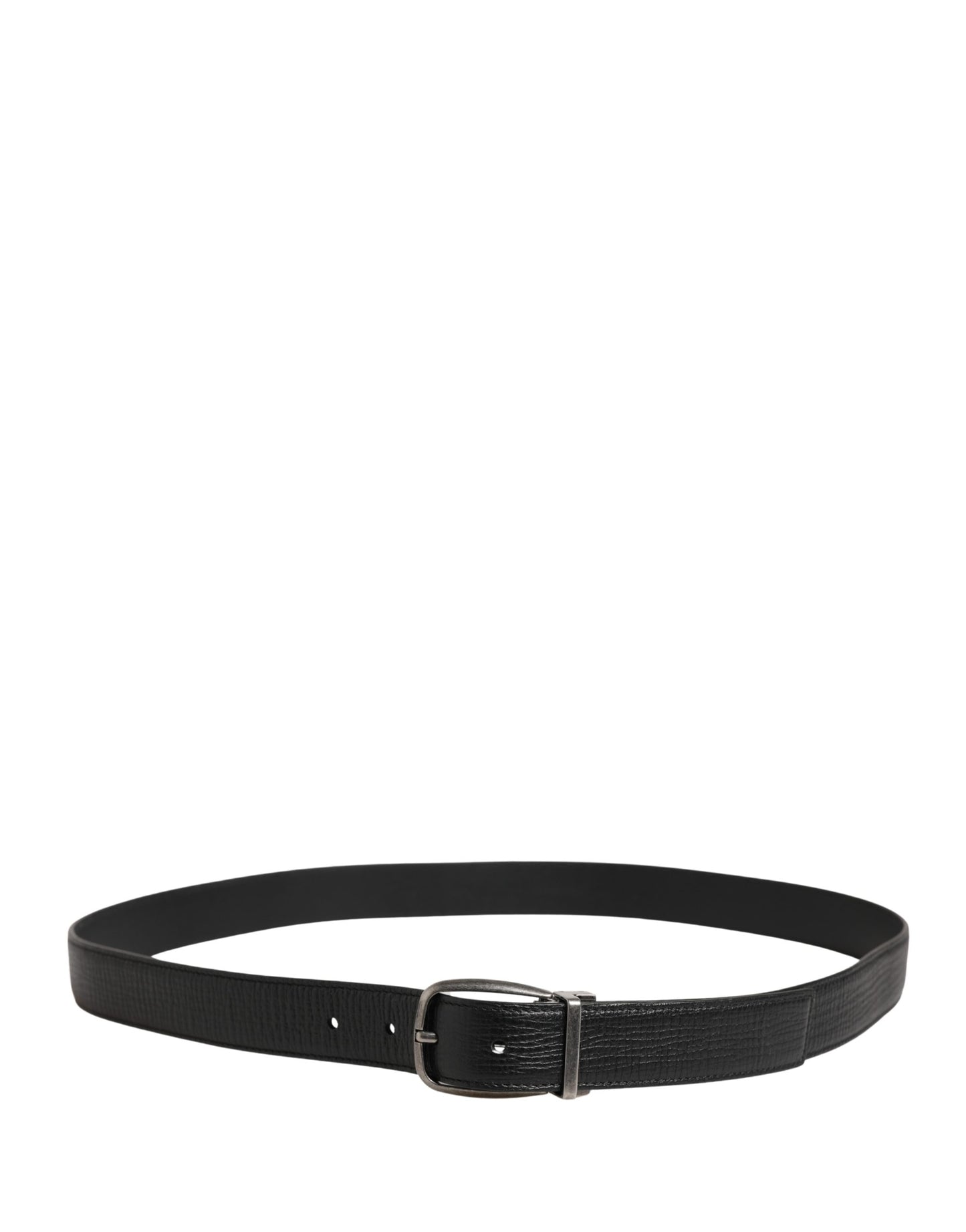 Men Black Classic Leather Metal Buckle Belt