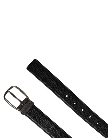 Men Black Classic Leather Metal Buckle Belt