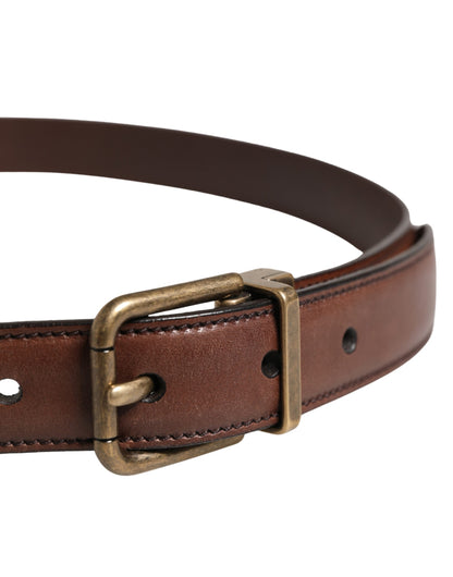 Men Brown Classic Leather Metal Buckle Belt