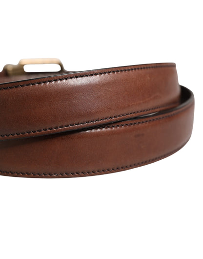 Men Brown Classic Leather Metal Buckle Belt