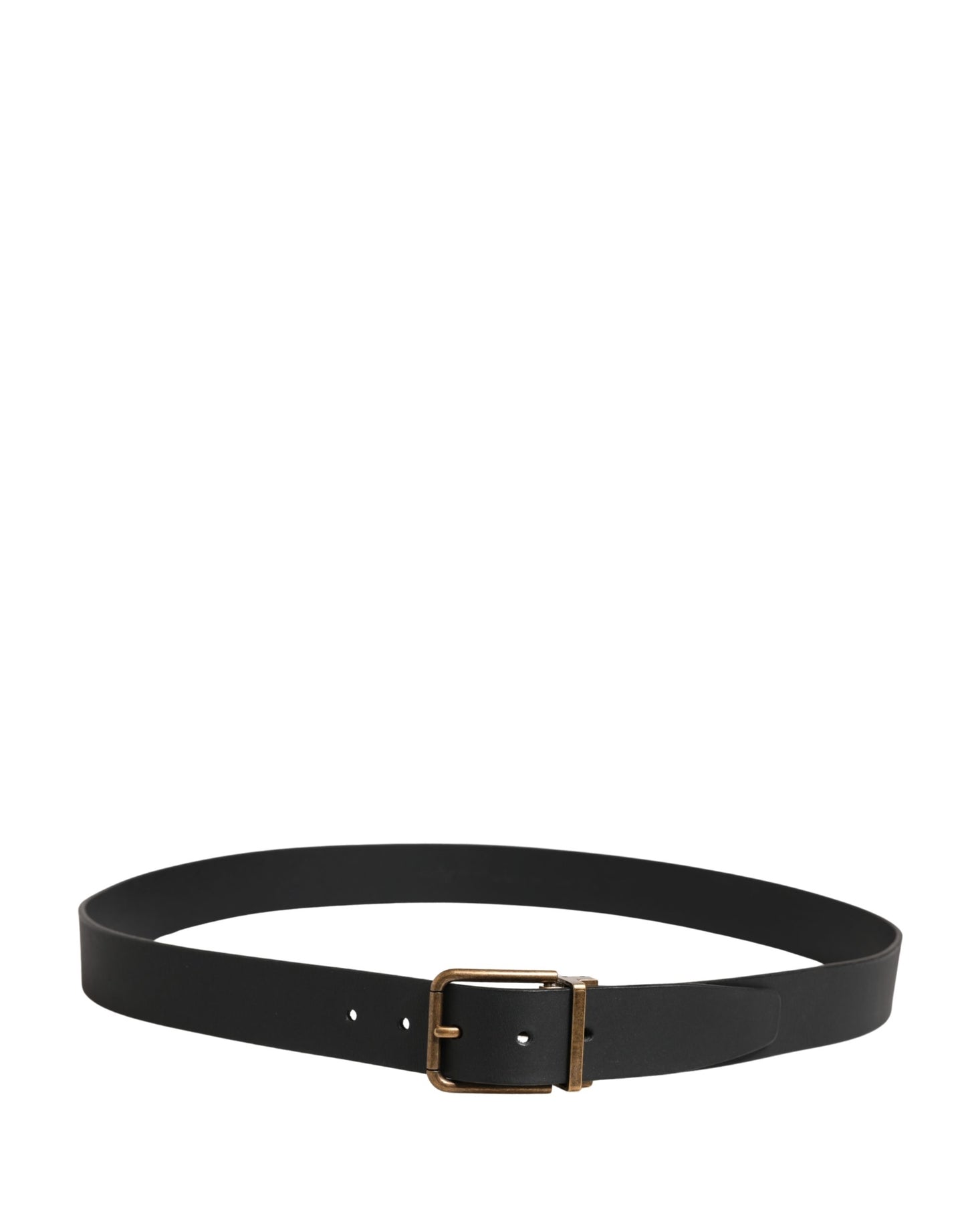 Men Black Classic Leather Metal Buckle Belt