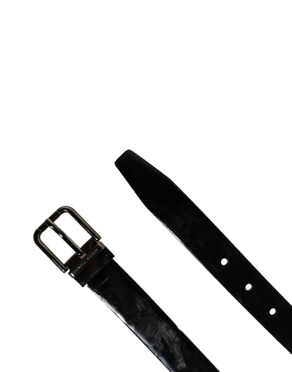 Men Black Classic Leather Metal Buckle Belt