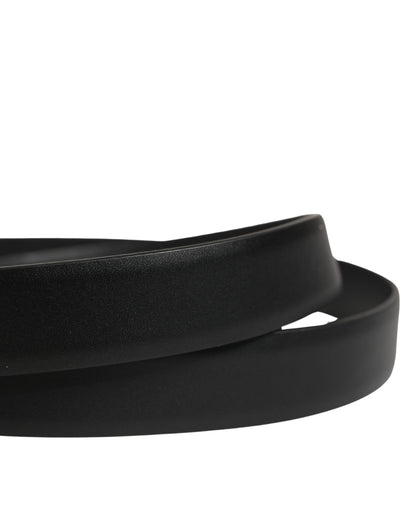 Men Black Classic Leather Metal Buckle Belt
