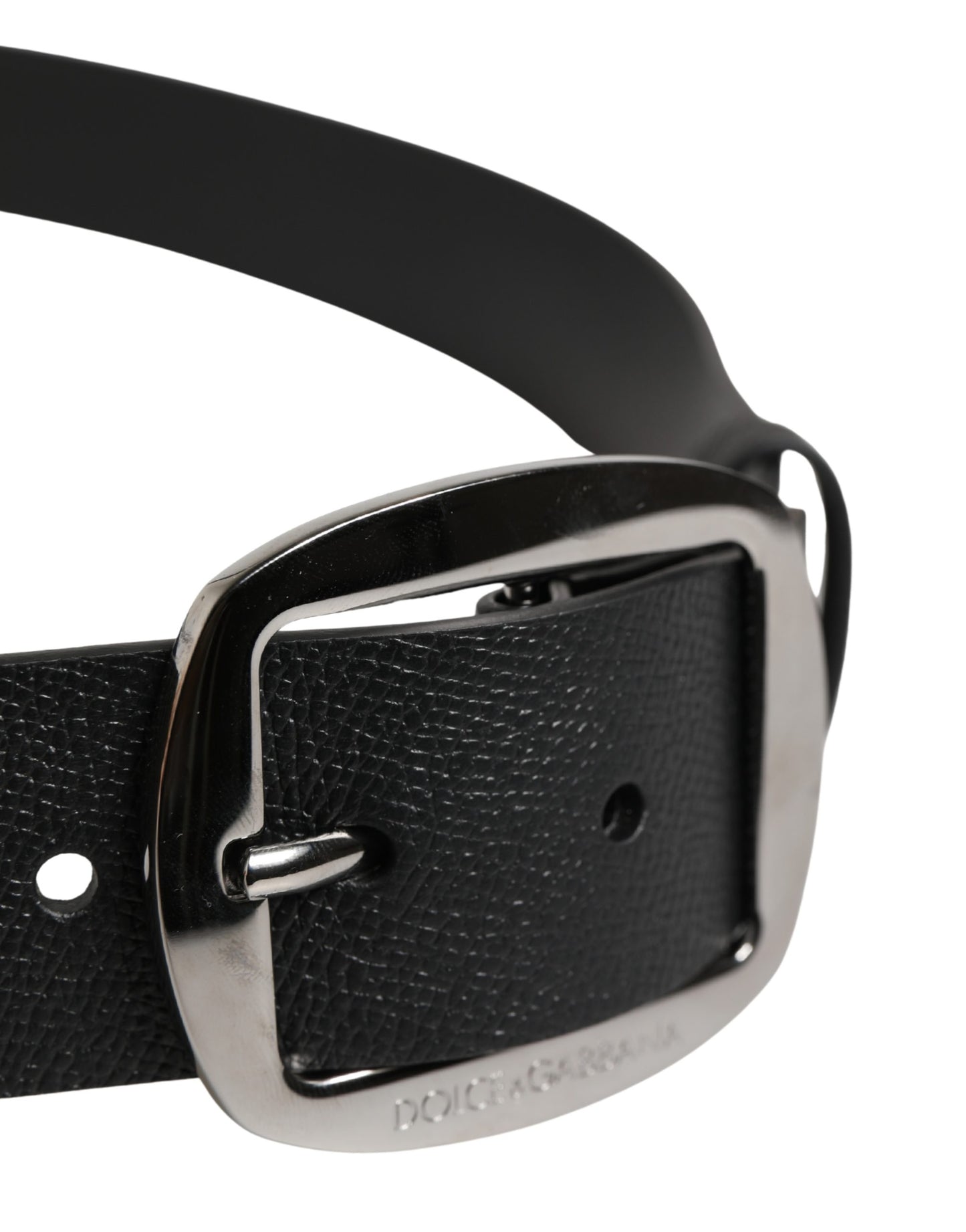 Men Black Classic Leather Metal Buckle Belt