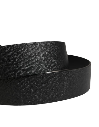 Men Black Classic Leather Metal Buckle Belt