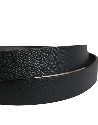 Men Black Calfskin Leather Square Buckle Belt