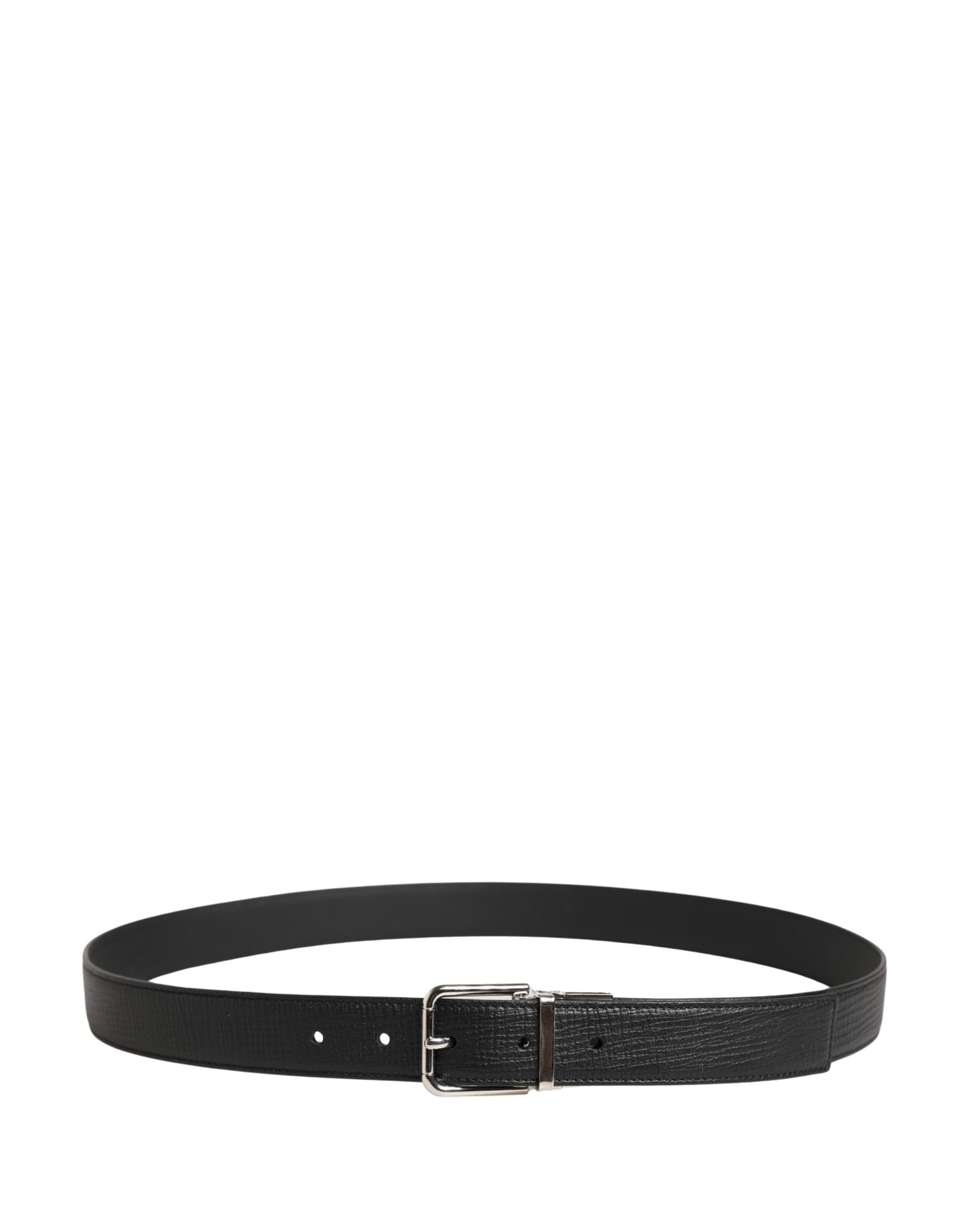Men Black Classic Leather Metal Buckle Belt