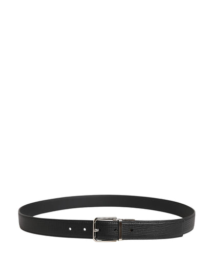 Men Black Classic Leather Metal Buckle Belt