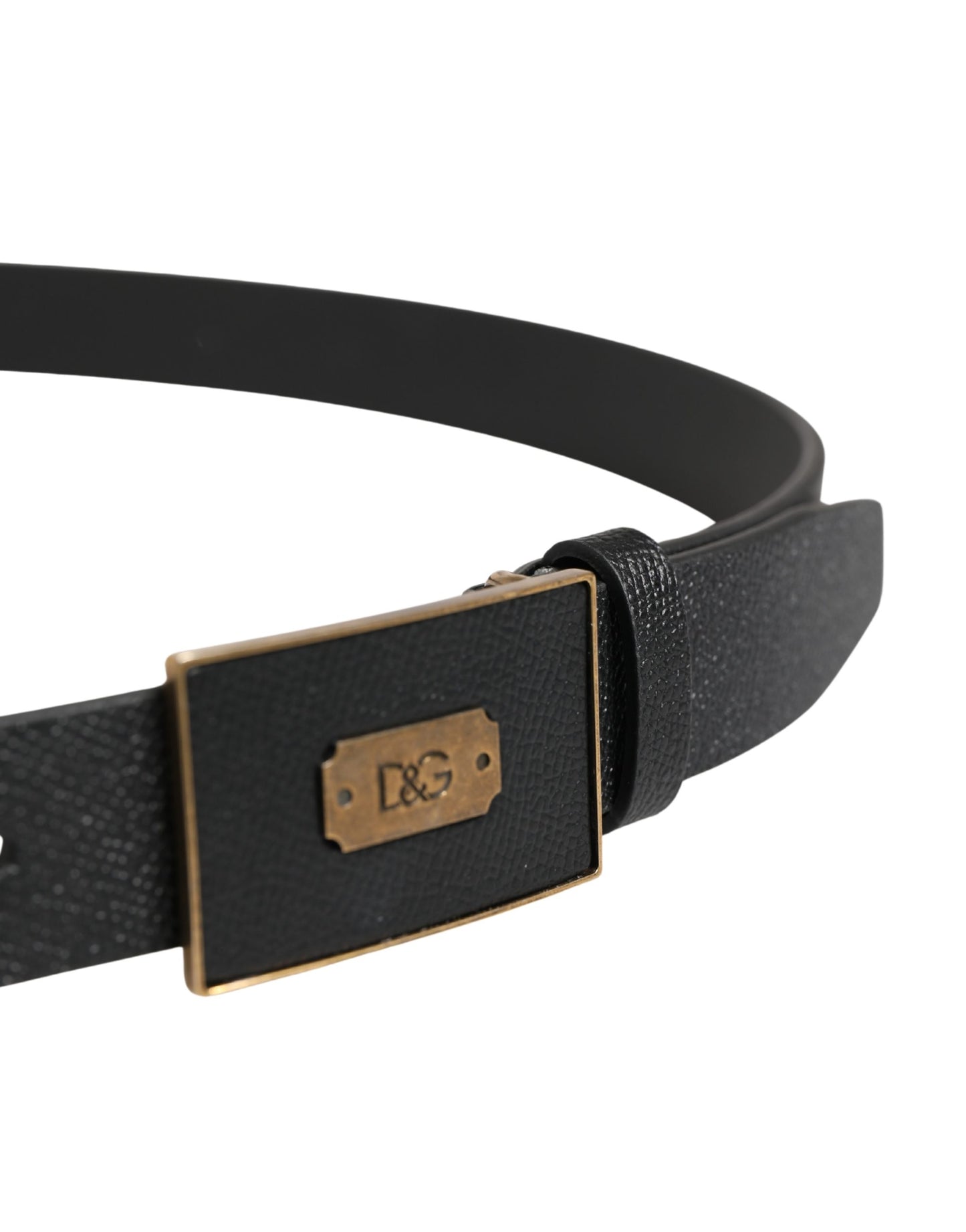 Men Black Classic Leather Logo Buckle Belt