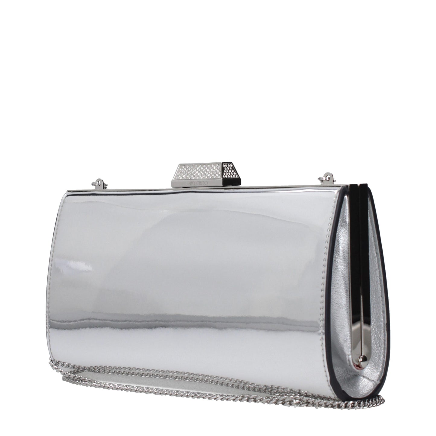 Gray Leather Clutch Bag