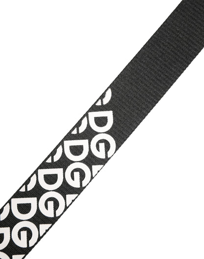 White Black Logo Leather Metal Buckle Belt